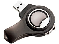 Карта памяти USB 2.0 на 1 Гб с фонариком, лазерной указкой и шнуром для ношения на шее, черная
