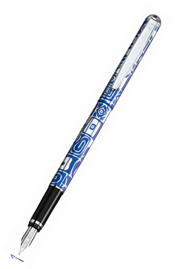 Перьевая ручка SILVER LINE ART, синяя + футляр ЕТ113T