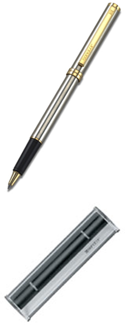 Ручка-роллер DELGADO SENATOR металл с позолотой, цвет чернил синий