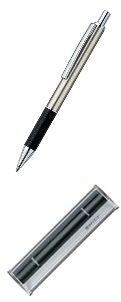 Шариковая ручка SOFTSTAR SENATOR, черная с хромом (цвет чернил синий) + футляр ЕТ154А