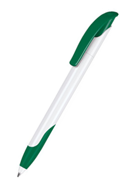 Шариковая ручка СHALLENGER SOFT SENATOR, белый корп / зеленый клип